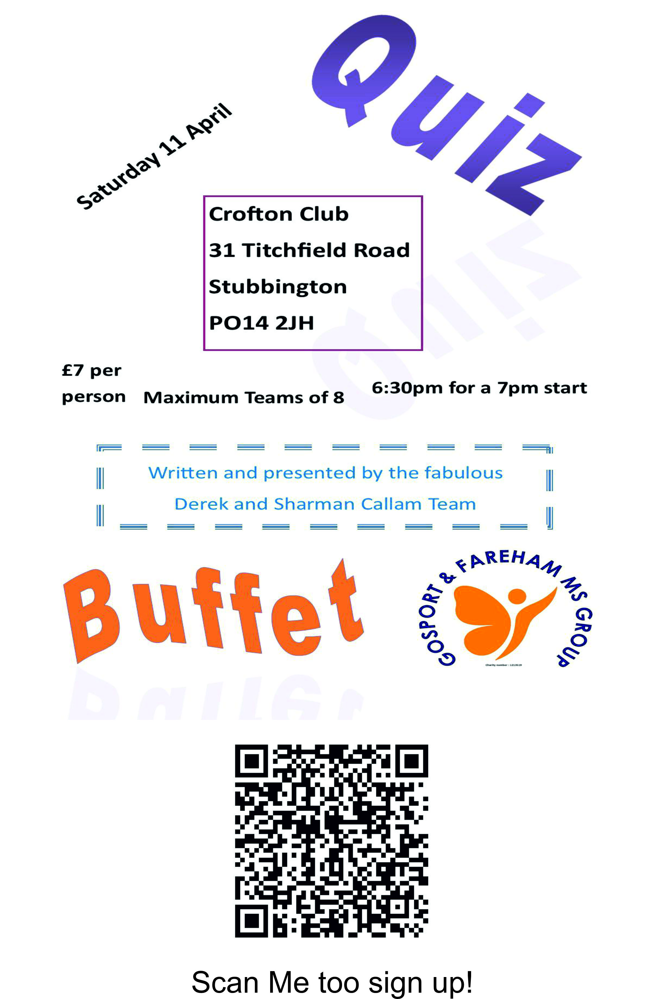 Quiz Night Flyer at Crofton Club on 11 April